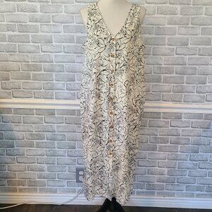 Old Navy Linen Blend Button Up Shift Dress NEW L Lagenlook Minimalist Coastal